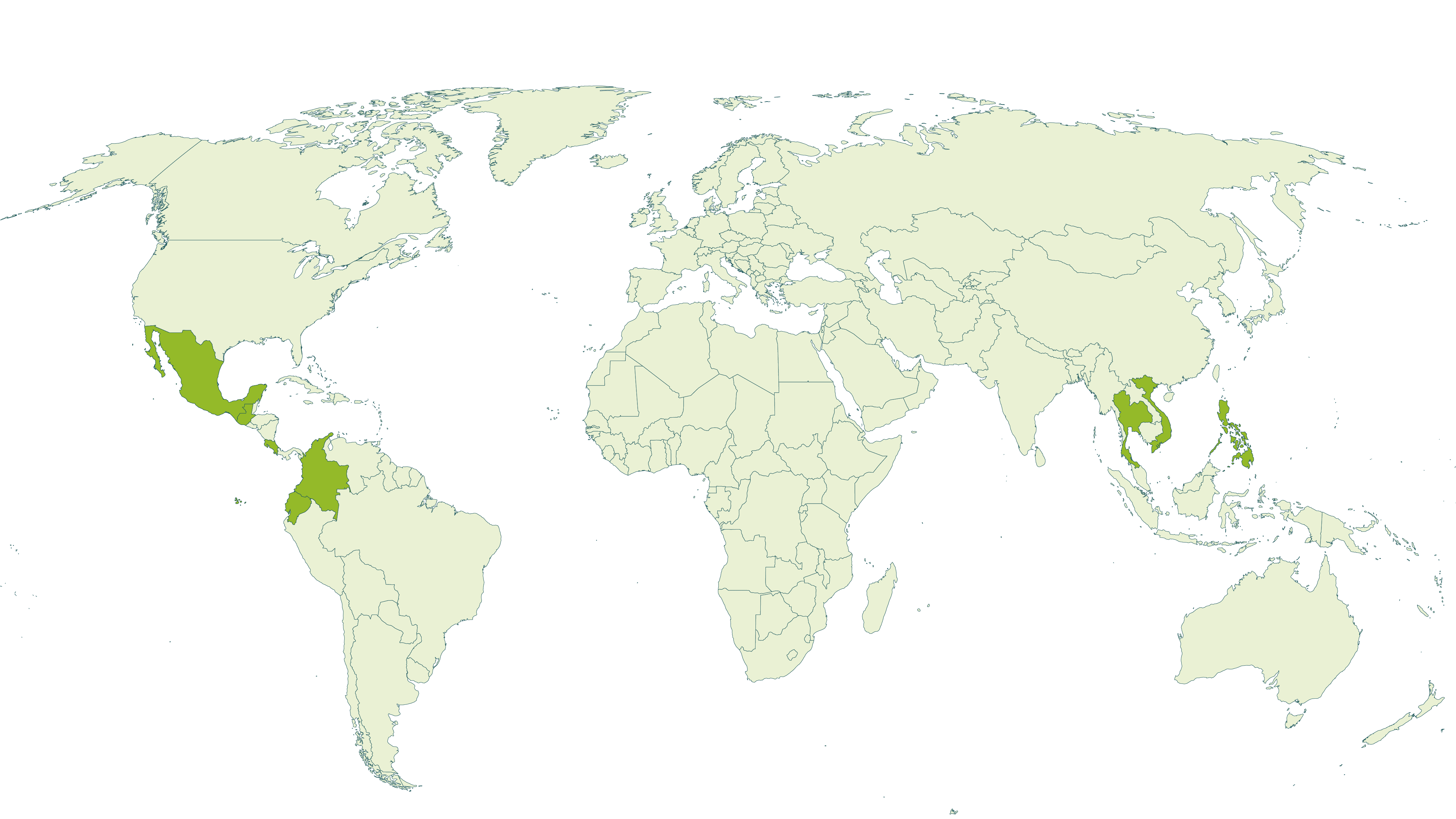 Map of current Rainforest Alliance certified flowers & plants farms